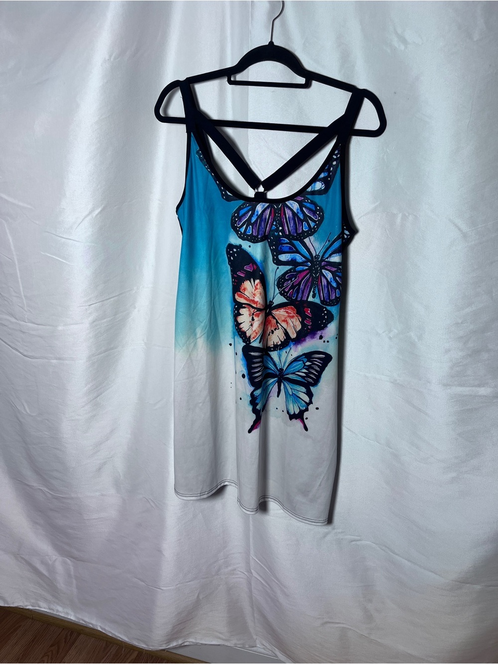 Women's Blue Butterfly Print Tank Top